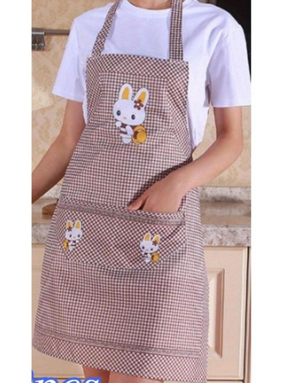 Cute Anime My Melody Gingham Apron - Khaki